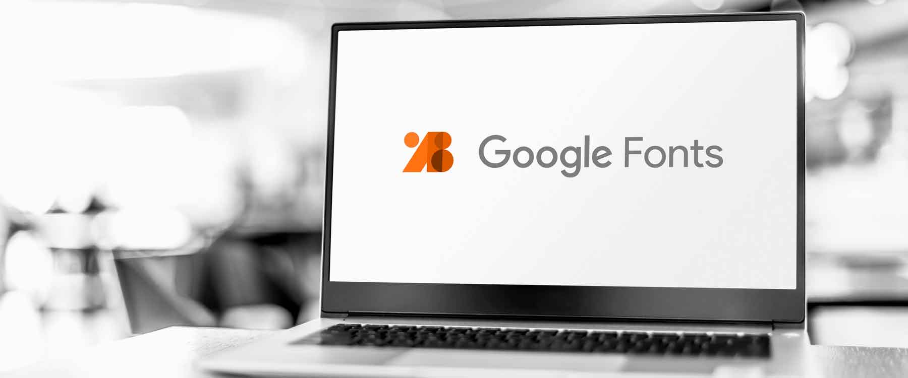 Laptop mit Google-Fonts-Logo